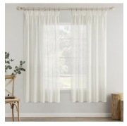 MIULEE Firany na taśmie 2 sztuk z woalu 140 x 160cm Białe Ecru