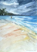 Burzowe niebo w Pomorie. Original Akwarela A4