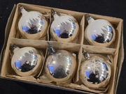 Bombki prl szklane 6 szt  srebrne bańki ozdoby choinkowe vintage