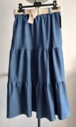 Nowa spódnica falbany granat jeans Made in Italy
