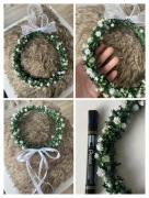 Wianek komunijny XXL średnica wew.-60cm  sztuczna mirta i gipsówka JaK ŻYWY