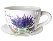 Donica filiżanka GIGANT lawenda z talerzykiem 
