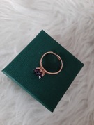 Piękny pozłacany pierścionek fioletowy lotos – Srebro 925