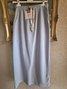 Spódniczka długa z kieszeniami niebieska Mooij bawełna pętelkowa