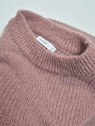 Ładny różowy wełniany sweter S, wełna moher, scandi