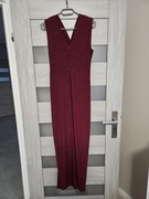 Bordowa sukienka maxi brokat Katniss 42 wesele ślub studniówka