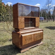 Witryna Art Deco Lata 30 orzech rasowa