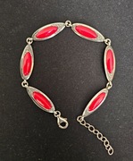 Bransoletka srebrna 925 - czerwone krople