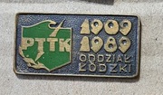 1909 - 1989 ODDZIAŁ ŁÓDZKI  - odznaka  PTTK 
