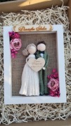 Pamiątka ślubu, para młoda w ramce, ślub, handmade 