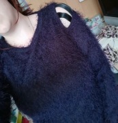 Sweter futrzany fioletowy, śliwkowy
