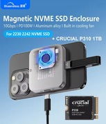 Mini dysk magnetyczny SSD 1TB M2 USB-C 3.2 1GB/s / obudowa + dysk Crucial