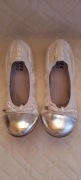 Baletki baleriny skórzane Haver r. 37 srebrne stan idealny 