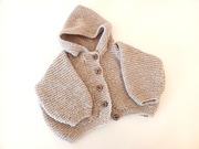 brązowy kremowy beżowy sweterek niemowlecy z kapturem 6-9-12mies 74 80