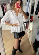 Reserved biała bluzka koszula zara falbana top