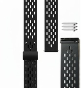 Czarny perforowany pasek 22-24 mm do zegarka z redukcją i teleskopami