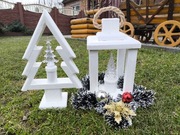 Choinka, lampion, znicz stroik na cmentarz, ozdoba bożonarodzeniowa