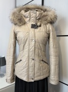 Kurtka naturalna skórzana pikowana z kapturem Baldinini