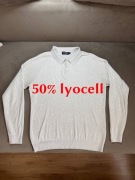 Sweter, męska bluzka, polo z długim rękawem,50% lyocell Dressmann, r.L