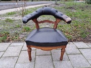 stary skórzany 100 leni fotel z amsterdamu, antyk, do renowcji