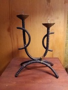 Świecznik Stary z elementami mosiądzu 