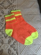Skarpety wełniane ręcznie robione neonowe żółto-pomarańczowe, rozmiar 37–40