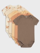 Body Sinsay 62 5 pack bawełna pomarańczowe brązowe koty tygrysy newborn