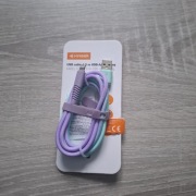 Kabel USB-A / Lightning Hykker – kolor pastelowy (fioletowo-miętowy)