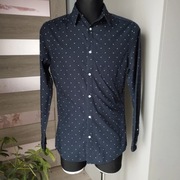 Koszula męska H&M Slim Fit S granatowa elegancka Easy Iron
