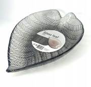 Talerz patera taca szklana czarny liść 21 x 15,5