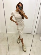 Sukienka midi w paski, beż, TMC MODA