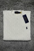 Polo Ralph Lauren sweter vintage cable knit biały basic S unisex
