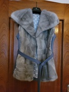 Kamizelka z futra norek i skóry 