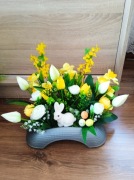 Stroik wiosenno świąteczny na cmentarz obciążony 36cm/35cm