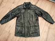 Czarna kurtka skórzana płaszcz skórzany leather jacket vintage rozmiar M