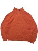 Pomarańczowo zielony sweter Ralph Lauren Logo Retro Vintage lacoste 90