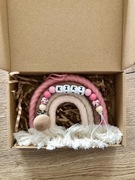 Zestaw - zawieszka do smoczka i makrama tęcza,  