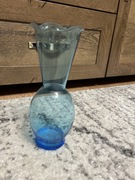 Elegancki Szklany Wazon Turkusowo-Szary z Falbanką - Wysoki 