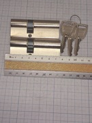 Wkładki patentowe SOBINCO 30/45mm chrom 3 klucze zestaw 2-szt. pod 1 klucz