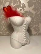 Kobieca cudna doniczka organizer biała plastikowa urocza unikatowa 12 cm