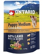 Ontario Puppy Medium karma sucha dla szczeniaków z jagnięciną 750g