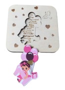 Kartka urodzinowa, drewniana, roczek + chrzest 