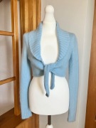 Nowy błękitny luksusowy kardigan bolerko narzutka angora INC USA