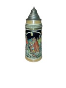 Litrowy kufel z pokrywą cynową „Made in West Germany”, ok. połowy XX w.