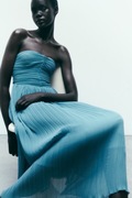 Zara niebieska plisowana midi sukienka M