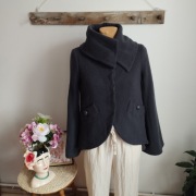 Płaszcz damski TopShop wełna r.36 ciemny grafit elegancki