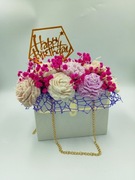 Flower box z kwiatami z wosku sojowego 