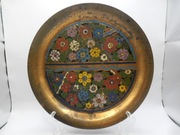 CLOISONNE STARA OZDOBNA TACA MIEDZIANA TALERZ 