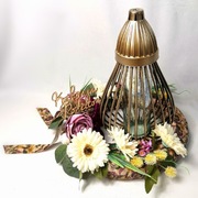 PROMOCJA pastelowy wianek boho cmentarz stroik koło znicz koronka sztuczne