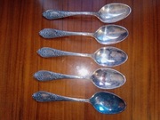 Łyżki posrebrzane ruskie - zestaw 5 sztuk
